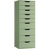 FOREHILL 124,5 cm Cassettiera alta Bianca, Cassettiera a 9 cassetti, Comò con Cassetti Comodino in Legno, Mobiletto Autoportante per Soggiorno, Camera da Letto, Corridoio, Cucina 40x45x124cm (Verde)