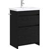vidaXL Set di mobili da bagno in rovere nero, 61 x 40 x 84,5 cm, decorazione moderna per bagno, unità portaoggetti funzionali, scaffali, armadietti da bagno e design contemporaneo