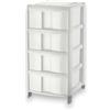Tontarelli Cassettiera in Bambù a 4 Cassetti Alti, Bianca - Organizer Elegante e Funzionale per Casa e Ufficio, 39,5x38.5x86 cm