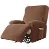 WWQQKJ Copripoltrona Elastico Relax Velluto, Copripoltrona Relax Reclinabile 4 Pezzi Morbido Copripoltrona Relax Antiscivolo Copripoltrona Reclinabile con Tasche per Soggiorno(caffè)