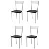 t m c s Tommychairs - Set 4 sedie modello Elena per cucina bar e sala da pranzo, struttura in acciaio cromato e seduta imbottita e rivestita in pelle artificiale colore nero