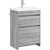 vidaXL Set di mobili da bagno Sonoma grigio, 61 x 40 x 84,5 cm, decorazione moderna per bagno, unità portaoggetti funzionali, scaffali, armadietti da bagno e design contemporaneo