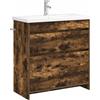 vidaXL Set di mobili da bagno in rovere fumé 81 x 40 x 84,5 cm, decorazione moderna per bagno, unità portaoggetti funzionali, scaffali, armadietti da bagno e design contemporaneo