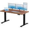 JUMMICO 140×60 cm Scrivania regolabile in altezza, telecomando 4 tasti con funzione memoria e gancio integrato, ideale per ufficio, studio e gaming, Marrone
