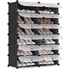 SONGMICS Scarpiera, 12 Scomparti, Scaffale Portascarpe Slim per Ingresso con Sportelli, Guardaroba Componibile in Plastica e Struttura in Metallo, 31 x 83 x 105 cm, Nero LPC26HV1