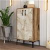 Dmora - Scarpiera Helios, Mobile portascarpe, Armadio da ingresso multiuso, Mobiletto per calzature, 60x35h111 cm, Noce e Bianco Marmo