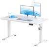 JUMMICO 120×60 cm Scrivania regolabile in altezza, telecomando 4 tasti con funzione memoria e gancio integrato, ideale per ufficio, studio e gaming, Bianco