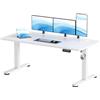 JUMMICO 160×60 cm Scrivania regolabile in altezza, telecomando 4 tasti con funzione memoria e gancio integrato, ideale per ufficio, studio e gaming, Bianco