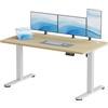 JUMMICO 140×60 cm Scrivania regolabile in altezza, telecomando 4 tasti con funzione memoria e gancio integrato, ideale per ufficio, studio e gaming, Beige