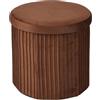 Relaxdays Pouf in Velluto, Imbottito, Pieghevole, HxD: 38 x 38 cm, Rotondo, Mousse Mocha