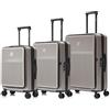 CELIMS - Valigie con scomparto frontale tascabile per laptop - Cabina, medio, grande, 55 x 35 x 25, ABS, ruote 360 gradi, ABS, resistente, leggero, bagagli, set di valigia, champagne, Set 3 Pièces