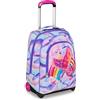 SJ GANG STYLE JAM GANG Trolley Scuola Fisso, Lilla, 2 in 1, Doppio Uso, Trolley e Zaino, Zaino Scuola Elementare, Bambina