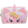 LALADEFIEE Pochette Bambina Cartone Animato Unicorno in Peluche Rosa, Trousse da Viaggio Porta Trucchi Compatta e Spaziosa per Ragazze Teenager
