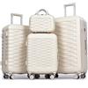 H.yeed Valigia da cabina da 50,8 cm con trolley da 30,5 cm, in ABS leggero, con ruote girevoli, Beige, 4 pc set, Set bagagli 4 pz 12+20+24+28