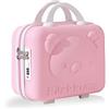 Balakaka Beauty Case da Viaggio Rigido 30x15x23 cm, Impermeabile Make up Bag con Blocco Password, 10 L Valigetta Trucchi con Cerniera Custodia Cosmetica in ABS, Rosa