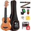 Donner Ukulele Soprano Mogano 21 pollici Kit per Principianti, Lezioni Online, Borsa, Tracolla, Corde in Nylon, Accordatore, Plettri, Panno, Set Ukulele DUS-1, Regalo di Natale