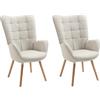 MEUBLE COSY Set di 2 Poltrona Imbottita Scandinavia Sedia da Salotto con Braccioli Poltroncina Relax in Tessuto con Schienale Alto Gambe in Legno per Camera da Letto Soggiorno, Beige, 66x64x106cm