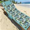 L'Emporio Casa Telo Mare Piscina con tasche e Cuscino - sdraio lettino Digitale in morbida Microfibra di Poliestere (Foglia)