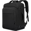 ENZOSUM Bagaglio a Mano 55x40x20 Aereo 44L Borsa da Cabina Zaino 55x40x20 per Aereo Zaino da Viaggio Donna Uomo 17.3 Pollici Porta PC per Scuola Trekking Lavoro,Nero