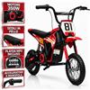 TOYSCAR Moto Elettrica per Bambini 24V 10Ah NITRO GT Motore 350W, Minimoto Elettrica Moto Cross Elettrica, Pit Bike Elettrica, Ruote Gonfiabili 12 Freno a Disco, Sedile in Pelle, 5-10 Anni (Rosso)