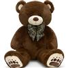 MorisMos Orsacchiotto Gigante di Peluche 120cm, Marrone scuro Orso XXL Morbido con Fiocco Scozzese e Zampe Decorate