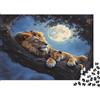 rMpSzDkFbWgHj Leone che dorme sull albero Puzzle 1000 Pezzi Puzzle per Adulti Carta Scena notturna con luna Relax Attività familiare Decorazione Regalo 38x26cm/1000pcs