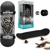 Danbghyuo Mini Skateboard Da Dita, Rosso Festa Compleanno Fingerboard con Accessori per Skateboard Mini per Trucchi e Stunt per adulti, ragazzi, bambini e principianti… (Crâne blanc)