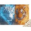 5M3D7C8V Tigre Doppia Simmetrica Puzzle 1000 Pezzi Carta per Adulti Stile Fuoco e Ghiaccio Gioco di Puzzle 1000 Pezzi Focus Relax Casa Regalo 52x38cm/1000pcs