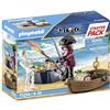 PLAYMOBIL Starter Pack 71254 Pirata con Barca A Remi per Bambini dai 4 Anni