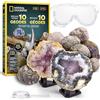 Blue Marble NATIONAL GEOGRAPHIC 10 geodi premium da rompere - Con occhiali e supporti - Kit scientifico STEM, regalo di geologia per bambini