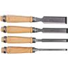 YobiLife Set di 4 scalpelli per legno con lame in acciaio al carbonio e manici in legno per carpenteria, intaglio e realizzazione di mobili, dimensioni da 6 mm a 24 mm, argento