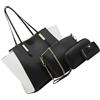 MOKKHNB Set 4 Pezzi Borse Donna in Pu Nero, Borsa Capiente Elegante Tracolla, Clutch e Porta Carte, Multiuso per Uscire e Viaggiare Design Raffinato