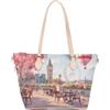 YNOT Borsa Shopping in PVC, London Cafe, Stile Casual, con Tracolla Amovibile, 41x26,5x15,5 cm