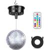 AURIVEE Motore Palla Discoteca 0-15 RPM 6 velocità, LED & Telecomando per Feste