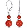 Bling Jewelry Gemma Naturale Rosso Corniola Boho Bali Milgrain Bordato Perline Rondel Separatore Doppia Palla Rotonda Orecchini Pendenti Per Le Donne Adolescenti .925 Sterling Silver Lever Back