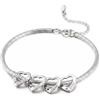 ALBERTBAND Bracciale Personalizzato con Nome e Pietra di Nascita Bracciale Cuore Donna Bracciali da Famiglia Regalo per Mamma Donna Nonna (4 nome)