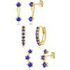 WATEFOER 3 Paia Orecchini Set per Donna Oro Placcato 14K Orecchini a Cerchio con Zirconi Colorati Orecchini a Perno Ipoallergenici Cartilagine per Piercing Multipli Regali di Gioielli