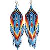 Weavish Orecchini pendenti lunghi con perline - Boho Nativi fatti a mano con perline e nappe, orecchini bohémien grandi con perline pendenti da donna, Free size, c/z perline di vetro 11/0, c/z perline