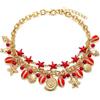 amorili Collana Mare Estate Donna in Bronzo Dorato con Conchiglie, Stelle Marine, Tartaruga e Pesci, Gioiello Stile Marino, Idea Regalo cll1150
