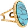 LIFKOME Anello in Acciaio Inossidabile Pietra Turchese Ovale Regolabile, Design Boho Vintage per Donna, Artigianato Robusto per Occasioni Speciali