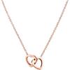Kritz Collana Donna Due Cuori Intrecciati in Acciaio Inossidabile 316L, Ciondolo Doppio Cuore Placcato Oro Argento Rosa, Catena Regolabile, Regalo Ragazza (Rosa)