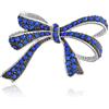 Bling Jewelry Spilla Sciarpa Fiocco Nastro Grande Dichiarazione Moda Sposa Cristallo Scintillante Blu Reale Vacanze Invernali Per Donne Placcata Argento