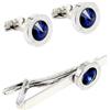 COOLMETALJACKET Set di fermacravatta e bottoni da uomo | spilla cravatte di cristallo blu | accessorio argento moda uomo | regalo affari anniversario di matrimonio, Unique, Ottone, Nessuno