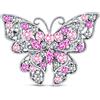 Bling Jewelry Grande Spilla A Forma Di Farfalla In Cristallo Rosa Per Donne Design Filigranato Alla Moda In Ottone Placcato Argento