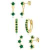 WATEFOER 3 Paia Orecchini Set per Donna Oro Placcato 14K Orecchini a Cerchio con Zirconi Colorati Orecchini a Perno Ipoallergenici Cartilagine per Piercing Multipli Regali di Gioielli