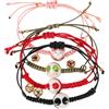 FRCOLOR 4 Pezzi Braccialetto Gattino Fortunato in Ceramica Artigianale Con Charms Gatto Semplice e Regolabile Bracciale in Cordino Per Donna Design Giapponese Minimalista Elegante