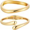 Emibele Bracciali d'oro per le Donne, 2PCS Bracciali d'oro con Cerniera Aperta Per le Donne, Moda Bracciale Largo per il Braccio, Regali di Gioielli Minimalisti Per San Valentino, Natale e Compleanno