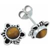 mantraroma orecchini a bottone in argento 925 con occhio di tigre e pietra preziosa marrone, orecchini in vero argento sterling da donna, regalo