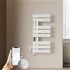 EMKE Scaldasalviette elettrico da bagno, 850 x 400 mm, con controllo app WiFi, timer e termostato, scaldasalviette da parete, 230 Watt, IP45, bianco