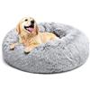 LUOJINYI - Cuccia morbida per cani di taglia grande, media e piccola, lavabile, con fondo antiscivolo, rotonda, 60 cm, colore: grigio chiaro